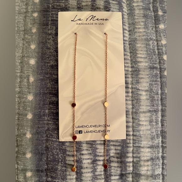 La Meno New Treasure Thread Rose Gold Plated Earrings Dangle - Picture 2 of 5